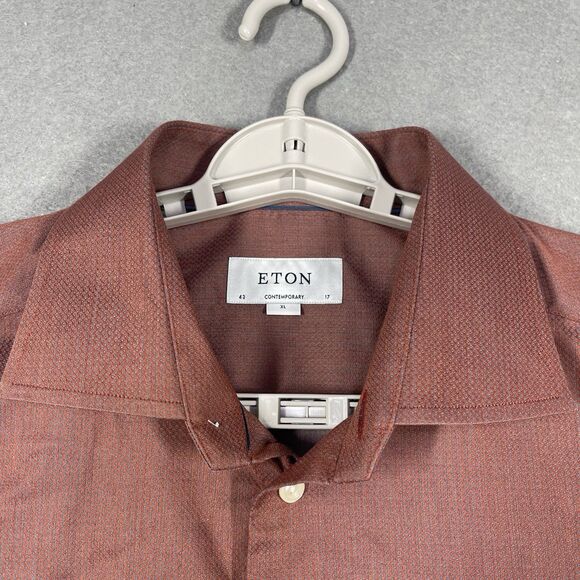 ETON Shirt Mens XL Red Rust Contemporary Button Up Long Sleeve 100% Cotton - Picture 2 of 5